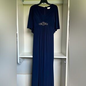 Eliza J- Navy Blue, Butterfly sleeve, Maxi evening dress.